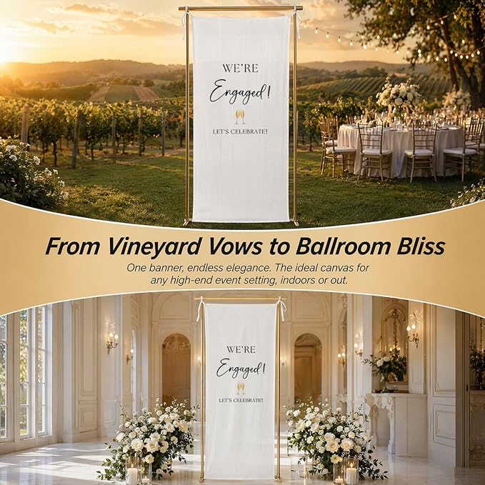 We’re Engaged Banner 73 x 30 Inch, Polyester Engagement Party Hanging Sign - Image 6
