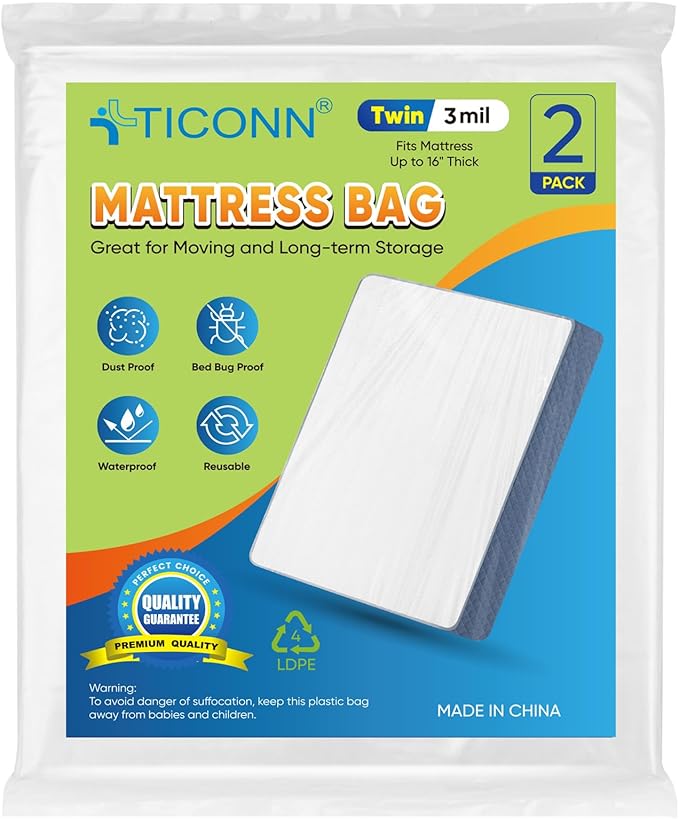 TICONN 2PK Plastic Mattress Bag by TICONN