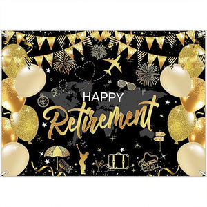 Mocsicka Happy Retirement Backdrop Pink Rose Gold Balloons Women Happy by Mocsicka
