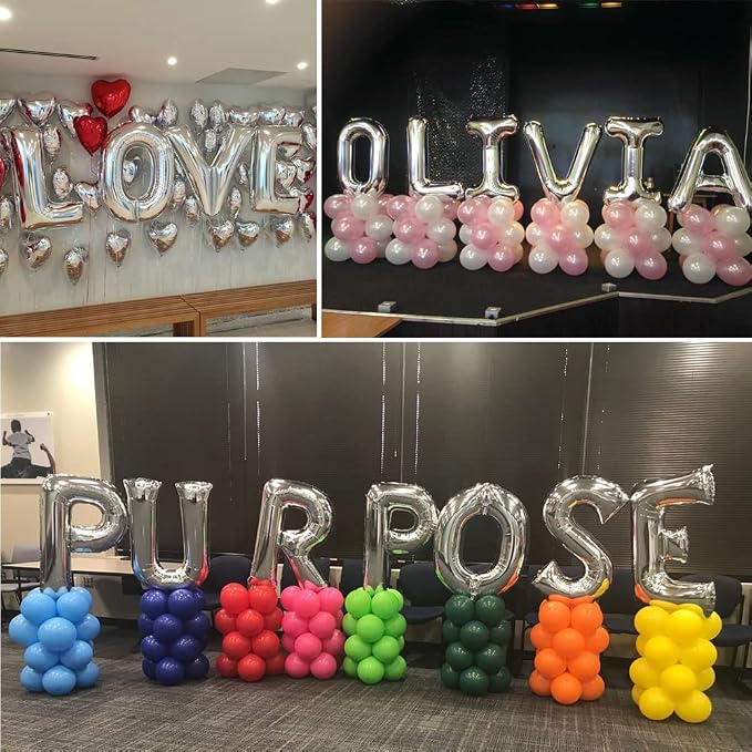 TONIFUL 40 Inch Large Silver Letter W Foil Balloons Alphabet Balloons | Giant - Image 6