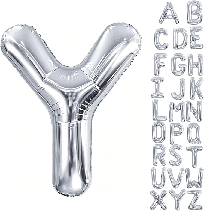 40 Inch Silver Letter Balloon, Large Foil Alphabet Balloons Birthday by Aeniaza