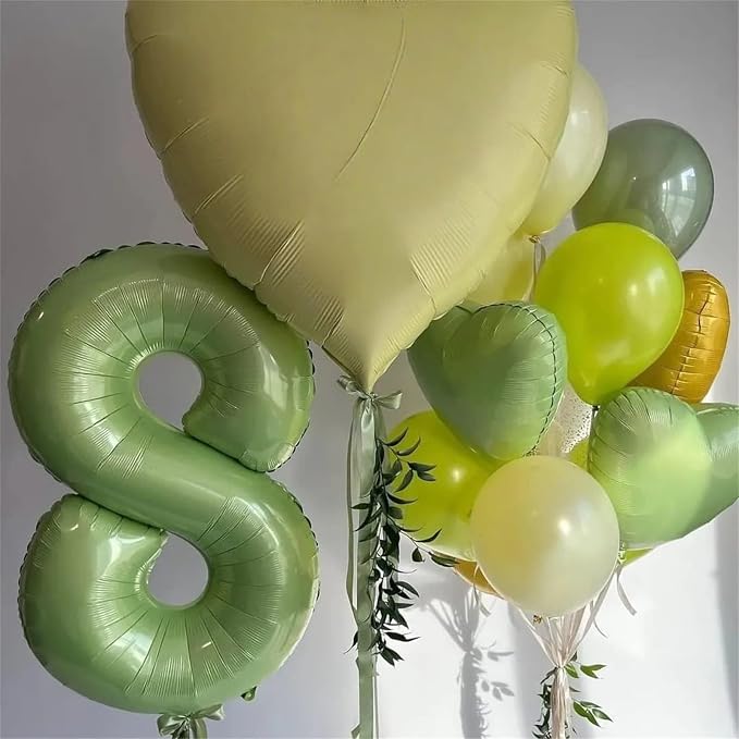Sage Green Balloon Number 8, 40 Inch Large Self Inflating Foil Number Balloons - Image 5