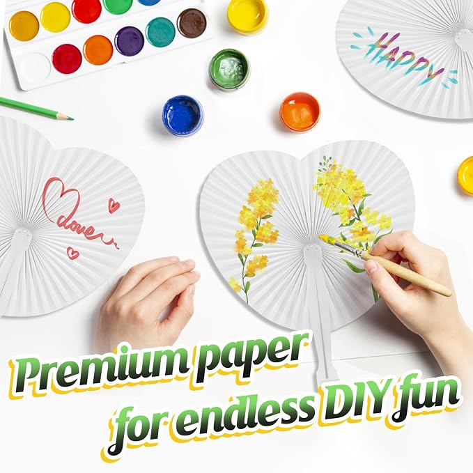 Cosweet 100 Pack White Paper Fans - Image 3