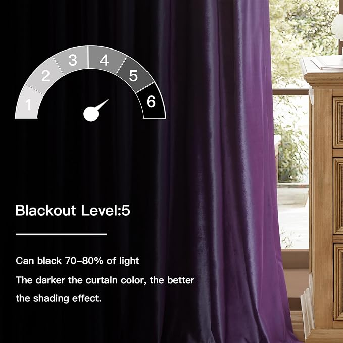 BULBUL Velvet Violet Purple Blackout Curtains 90 inch Long - Image 3