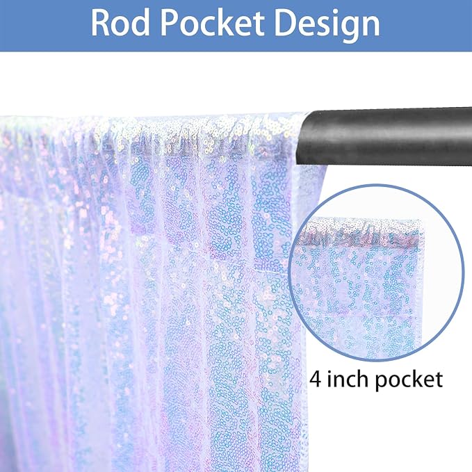 Hahuho Mermaid Lavender Sequin Backdrop Curtain, Banquet Decoration（1 Panels - Image 3