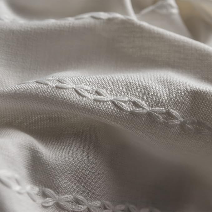 RoomTalks White Modern Farmhouse Textured Curtains - Image 4
