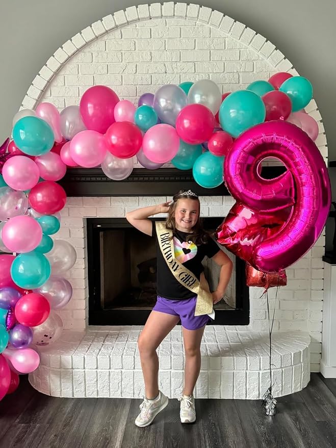 Number Balloons 9 Balloon Hot Pink - Image 3
