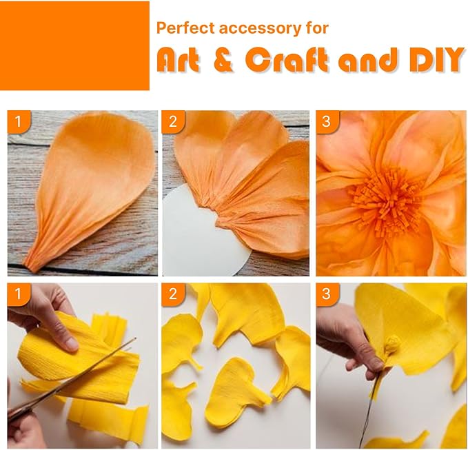 PartyWoo Light Orange Baby Burnt White Crepe Paper Streamers 6pcs 492 FT | - Image 4
