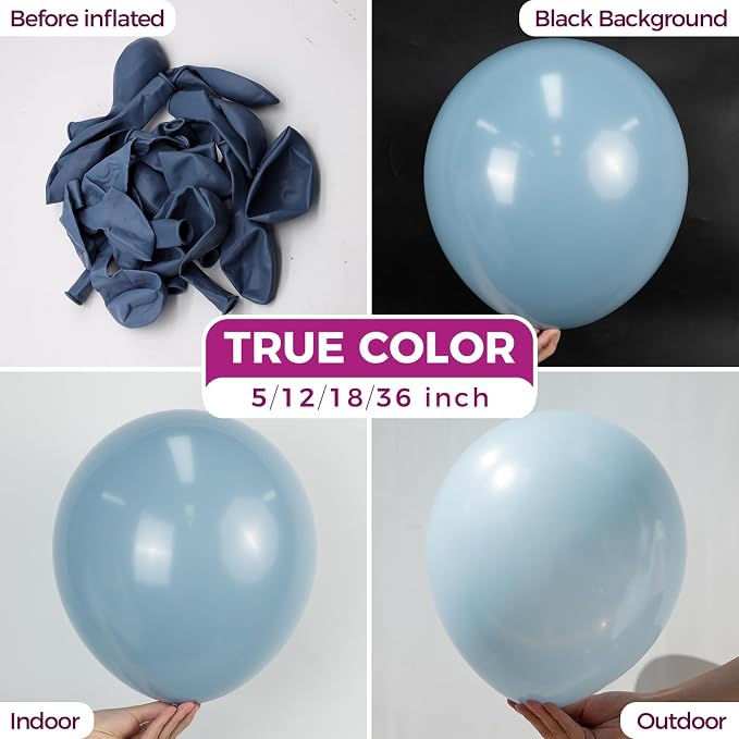 Bezente Dusty Blue Balloons 18 Inch 30 Pack Latex Large Thick | Haze Blue Big - Image 2