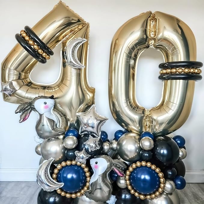 Champagne Gold 17 Balloon, 40 Inch Light Gold Number 17 Balloon Big Foil Mylar - Image 4