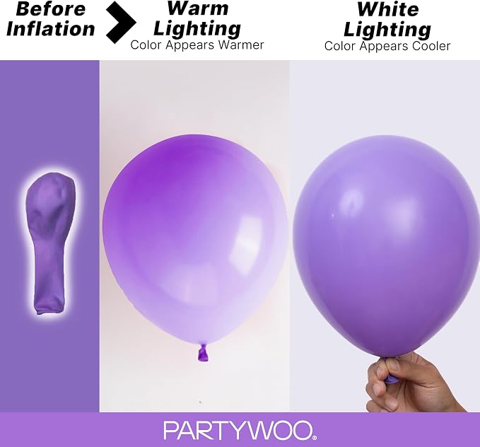 PartyWoo Purple Balloons 152pcs Different Sizes of 18 12 10 5 Inch Purple - Image 3