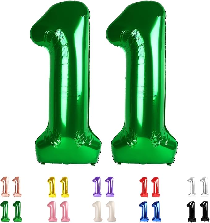 Number 11 Balloon 40Inch for 11 Year Old Birthday Decorations, Dark Green | by Mluchee
