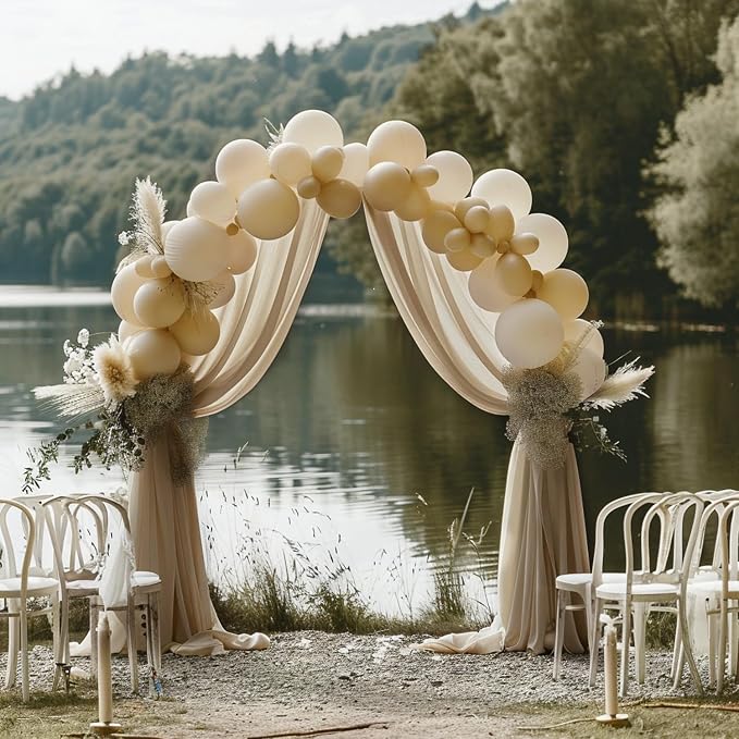 Nude Wedding Arch Draping Fabric Backdrop Drapes Sheer 4 Panels | 28.7"x20FT - Image 4