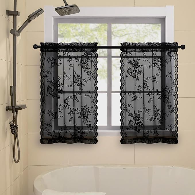 SEEKRIGHT Black Cafe Curtains - Image 3