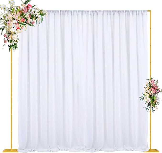 10x10FT Backdrop Stand Heavy Duty Pipe and Drape Kit Adjustable | Gold Metal by Wokceer