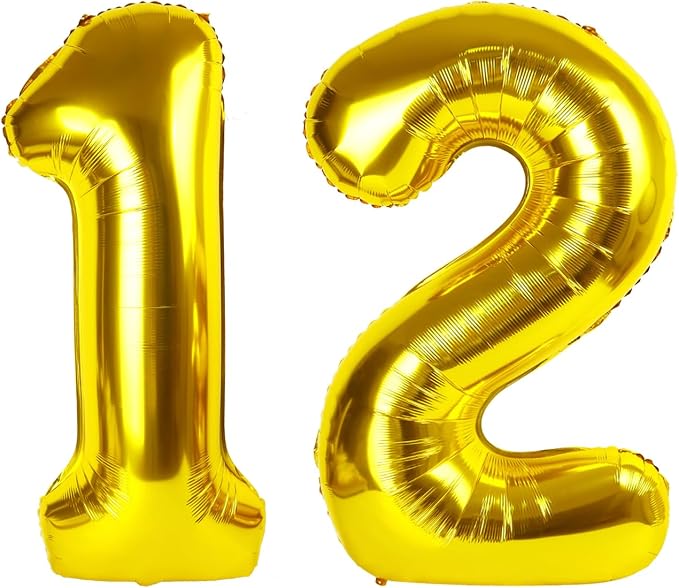 Number Balloons 12 Balloon 40 inch Gold by Enyeopd
