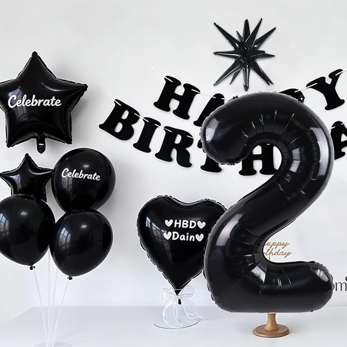 TONIFUL 5th Birthday Balloons Kit 40 Inch Black Large Number 5 Foil Balloon | - Image 6