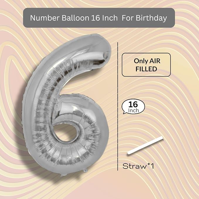 Candy Blue Number Balloon 6 Mylar Foil Balloons 16 Inch - Image 8