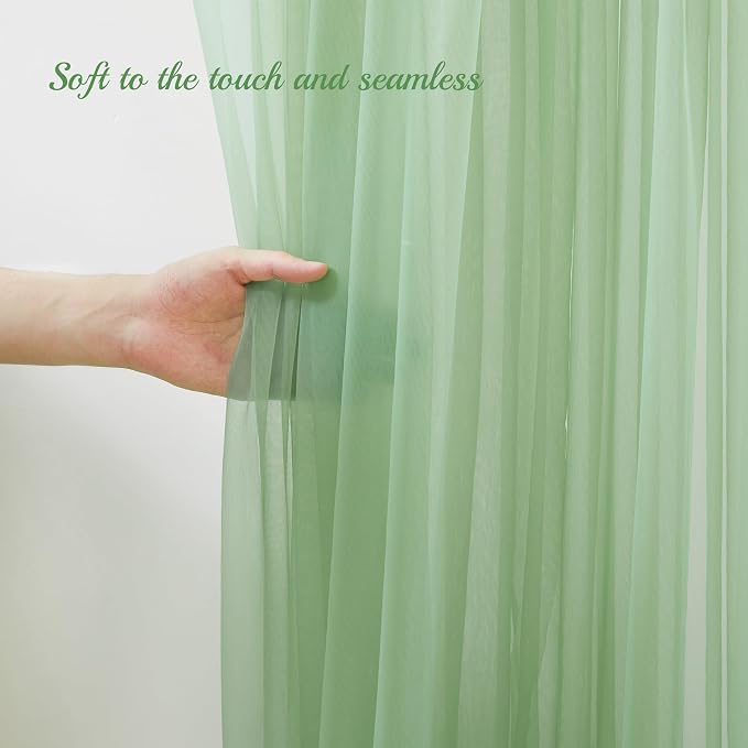 20x8ft Olive Green Tulle Backdrop Curtain - Image 3