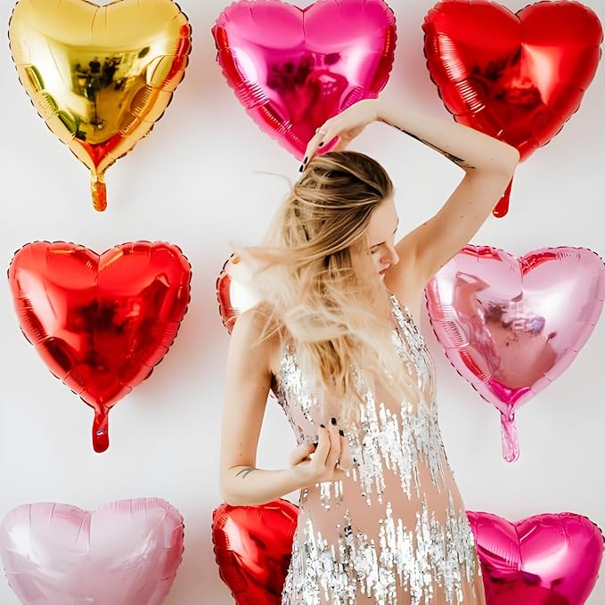 Rose Gold Heart Balloons，18 Inch Foil Mylar Love Heart Shaped Balloons - Image 8