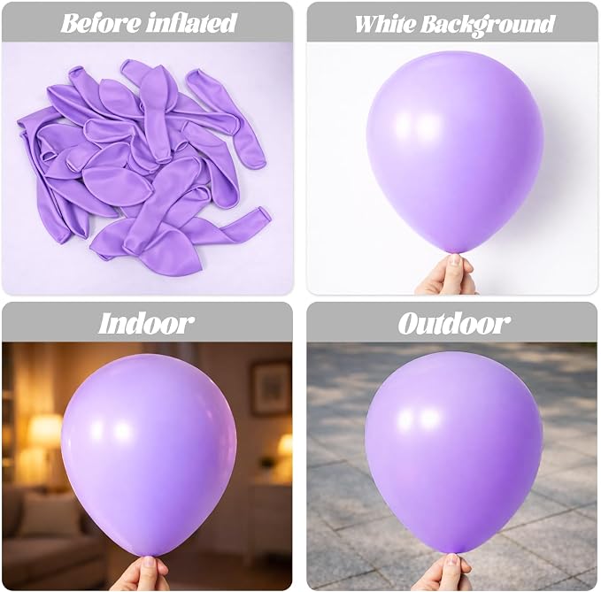 Voircoloria 110pcs Pastel Purple Light Purple Latex Party Balloons, 12inch | - Image 3