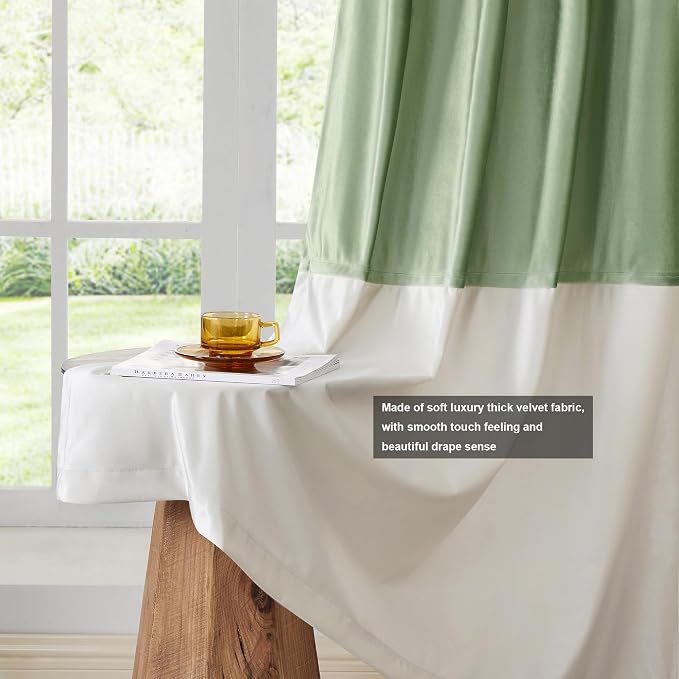 BULBUL Luxury Two Tone Velvet Curtains 108 inch - Image 5