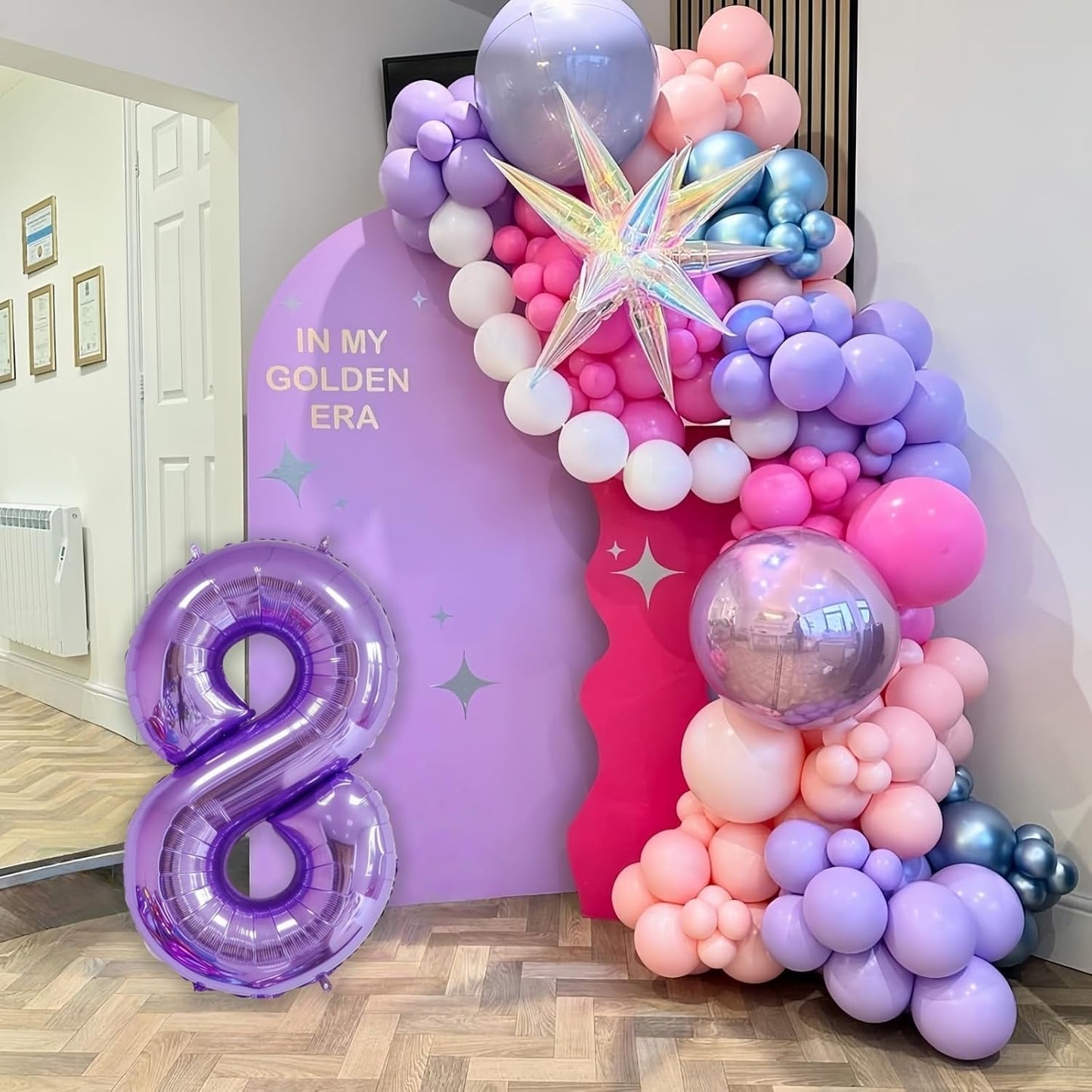 Purple 2 Balloon Number,40 Inch Number 2 Balloon Big Purple 2 Foil Mylar Helium Balloon for Birthday Party Decorations