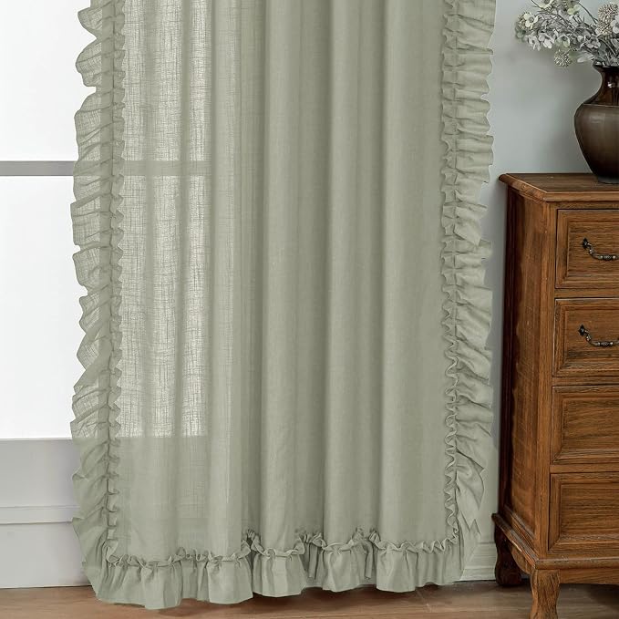 Light Sage Green Farmhouse Curtains - Image 7