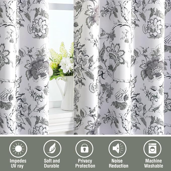 H.VERSAILTEX Blackout Curtains 63 Inch Length 2 Panels Set Floral Print Curtain - Image 7