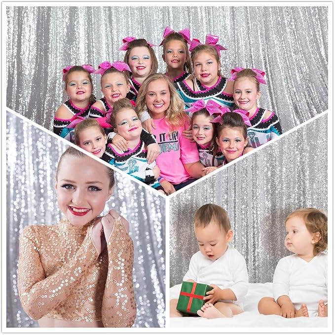 Eternal Beauty Silver 3mm Sequin Backdrop 6x6 Ft - Image 4