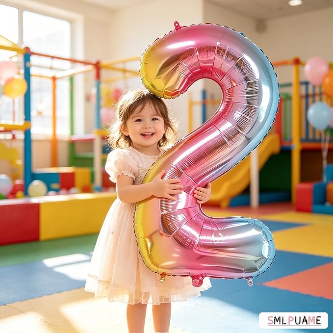 40 Inch Number Balloons 0-9 Rainbow Gradient Large Number 2 Balloons, Digital - Image 2