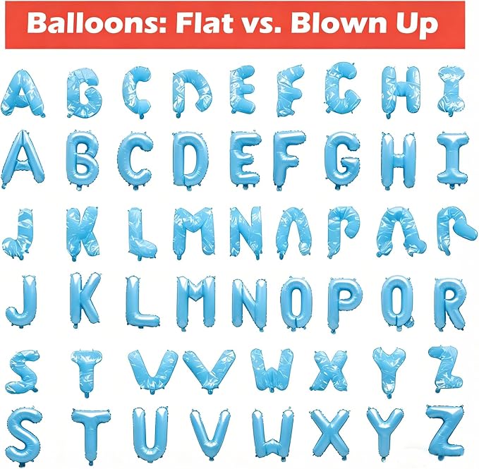 62 Pcs Baby Blue Letter Balloons, Custom 2 Set A-Z Set - Image 4