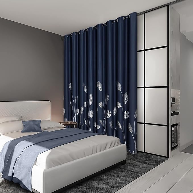 Navy Blue Blackout Curtain Extra Wide - Image 2