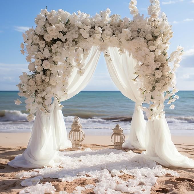 Ivory Wedding Arch Draping Fabric Backdrop Drapes Sheer 4 Panels | 28.7"x20FT - Image 6