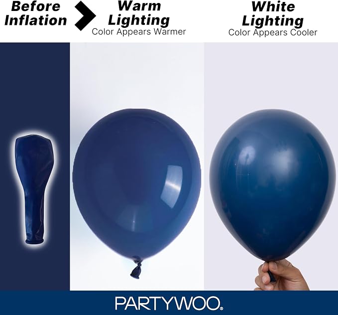 PartyWoo Navy Blue Balloons 140pcs Dark Blue Color 18 12 10 5 Inch | 18 12 10 5 - Image 3