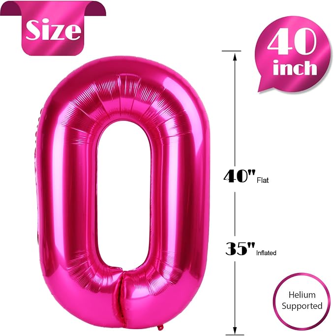 Hot Pink Number 0 Balloon 40 Inch - Image 5