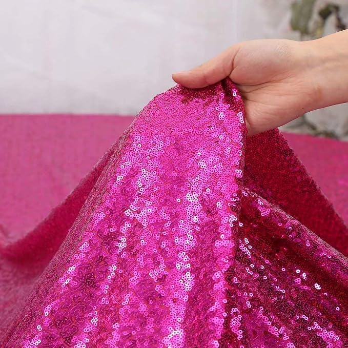 Fuchsia Sequin Backdrop Curtains 4 Pcs 2ftx8ft Glitter Shimmer Fabric | Sparkly - Image 5