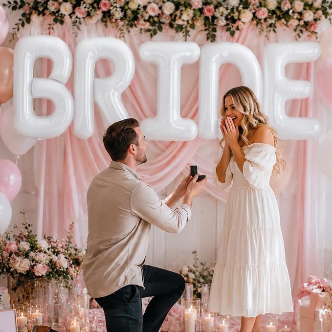 BRIDE Balloons Bachelorette Party Decorations, 40 Inch White Bride Letter Mylar - Image 4