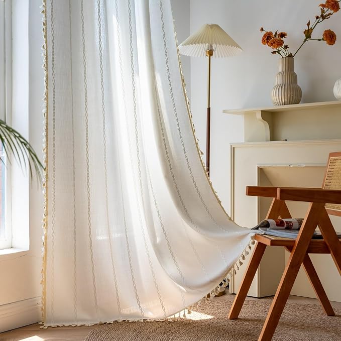 Sutuo Home Boho Curtains for Bedroom 63 Inch Length, Light Filtering Country by SutuoHome