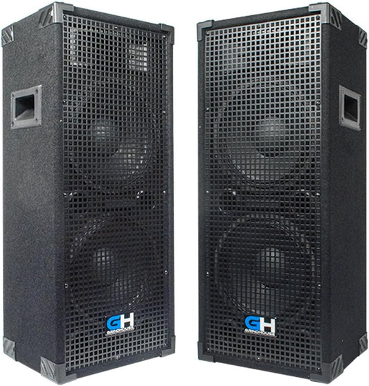 Grindhouse Speakers - GH210L-Pair - Pair of Passive Dual 10 Inch 2-Way PA/DJ Loudspeaker Cabinets - 1050 Watt each Full Range PA/DJ Band Live Sound Speaker