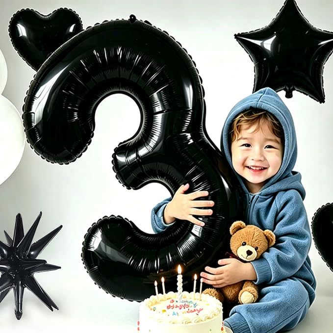 TONIFUL 5th Birthday Balloons Kit 40 Inch Black Large Number 5 Foil Balloon | - Image 4