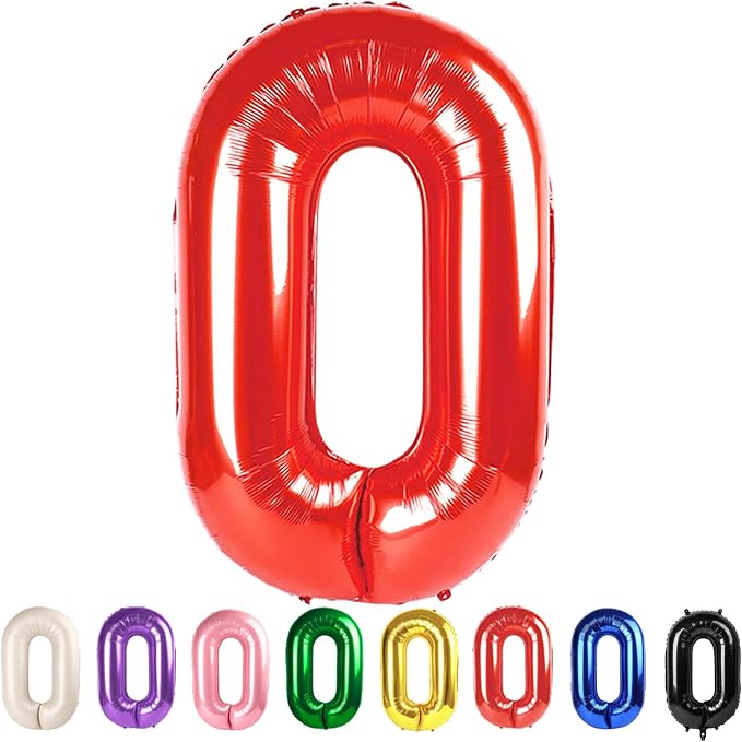 Big Number 0 Balloons Red Birthday Party Decorations by Mluchee