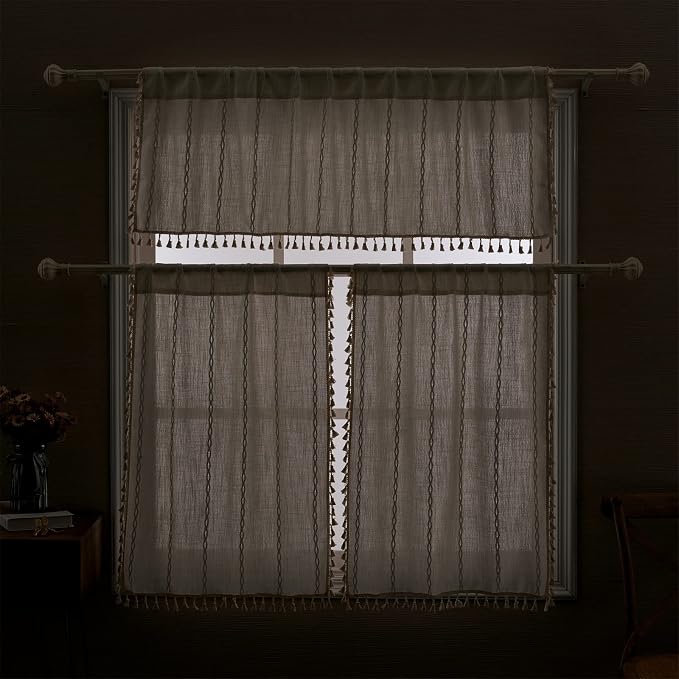 RoomTalks White Boho Kitchen Valances - Image 3