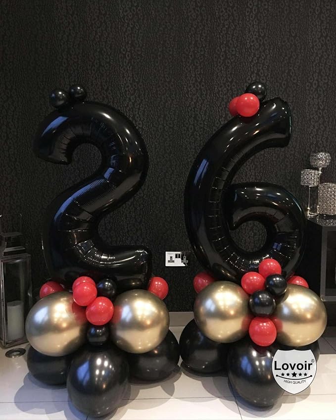 Black 27 Number Balloons, 40 Inch Giant Number 27 Balloons Foil Mylar Helium - Image 5