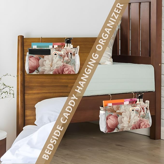 Bedside Caddy Metal Frame Hanging Organizer Bunk Bed Dorm Accessories Hook And - Image 7