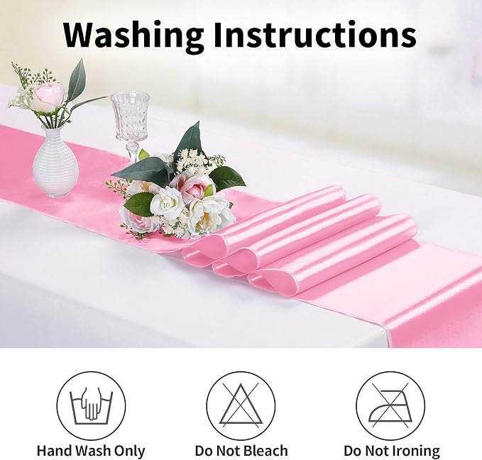 5-Pack Satin Table Runner Pink 12 x 108 inches Long, Table Runners - Image 6