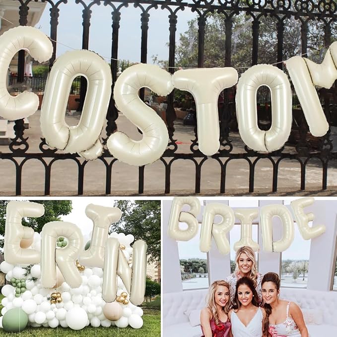 TONIFUL 40 Inch Large Cream White Letter P Balloons Giant Alphabet Letter - Image 6