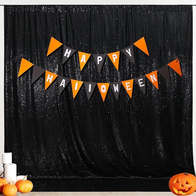 SquarePie 8x8ft Black Sequin Backdrop, High Density Non-Transparent Glitter - Image 2
