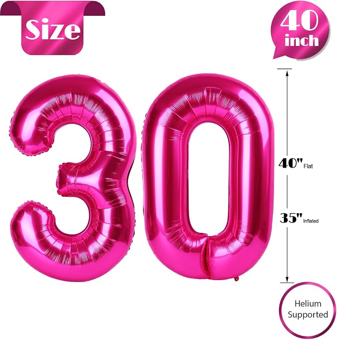 Hot Pink Number 30 Balloon 40 Inch - Image 5
