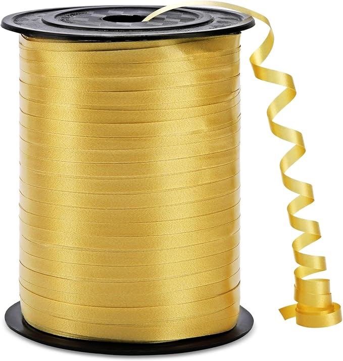 500 Yards Gold Curling Ribbon Balloon String Ribbon 1/5 Inch | Ribbon by Unknown